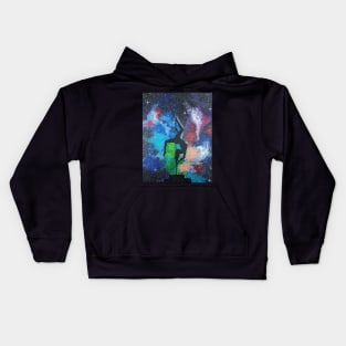 Pole Dancer Silhouette in Starry Galaxy Background Kids Hoodie